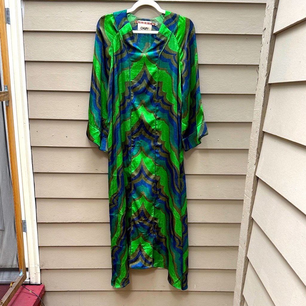 Chuffy Green And Blue Patterned Dress